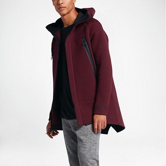 Nike Men's Sportswear Tech Fleece Parka Jacket Night Maroon Burgundy Large - Picture 2 of 10